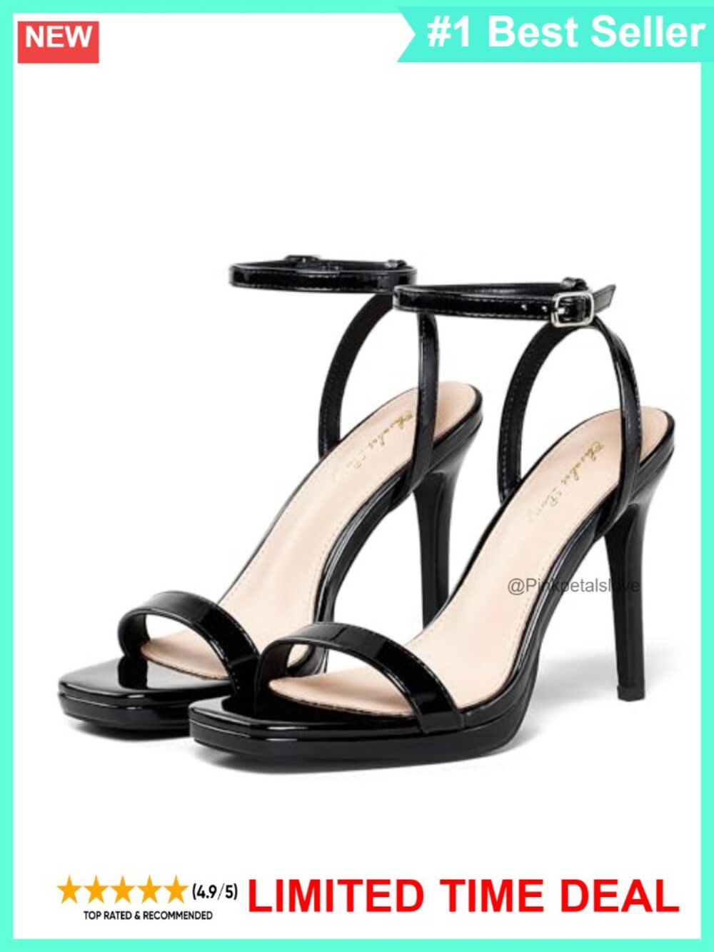 Stiletto Heeled Sandals Square Open Toe Strappy Heels Ankle Buckle